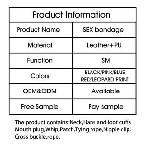 Ensemble de bondage érotique pour adultes BDSM 5 couleurs 10 pièces/ensemble : menottes, pinces à tétons, bâillon, fouet, corde - Product Image 6