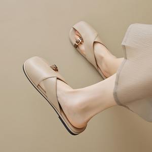 Nouvelles Pantoufles d'Extérieur pour Femmes Été 2025, Style Coréen, Chaussures Plates Tendance, Mules Décontractées Mary Jane pour Femmes - Product Image 4