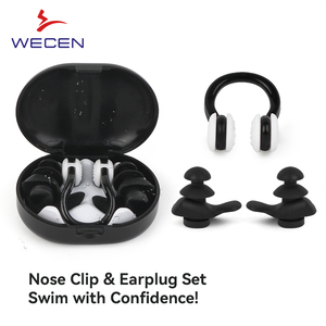 Bouchons d'oreilles et pince-nez en silicone imperméables <span class=keywords><strong>de</strong></span> haute qualité, <span class=keywords><strong>pour</strong></span> adultes et jeunes, couleur personnalisée, ensemble <span class=keywords><strong>de</strong></span> luxe, étui en silicone, sommeil, natation - Product Image 2