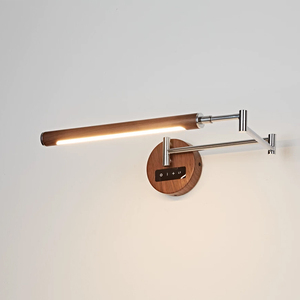 Lampada <span class=keywords><strong>da</strong></span> <span class=keywords><strong>Lettura</strong></span> Dimmerabile a Controllo Touch <span class=keywords><strong>da</strong></span> <span class=keywords><strong>Parete</strong></span> Stile Retrò Francese con Braccio Orientabile in Legno di Noce per Casa, Ufficio e Camera <span class=keywords><strong>da</strong></span> Letto - Product Image 1