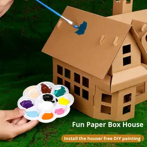 <span class=keywords><strong>Maison</strong></span> artisanale pour enfants transfrontalière, matériaux de fabrication de cabane en carton, boîte en papier graffiti de Noël, jouet <span class=keywords><strong>maison</strong></span>, ensemble cadeau - Product Image 2