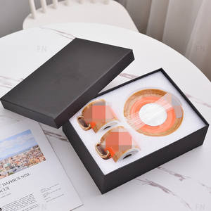 Ensemble de 6 tasses et soucoupes en céramique de la série V, cadeau pour la maison, ensemble de tasses et soucoupes - Product Image 5