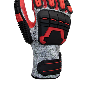 アンチカットレベル5保護掘削手袋赤サンディニトリルパームハイインパクト手袋採掘用グアンテス耐性インパクトス - Product Image 5