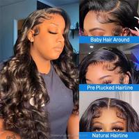 Vente en gros Brésilien 13x4 HD Cheveux Humains Transparent Lace Front Perruque Corps Vague Bouclée HD Perruques Lace Frontal pour les Femmes Noires