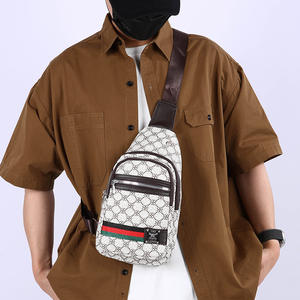 AciLife Bolso de pecho para hombre, color gris oscuro, estampado de PU, con múltiples compartimentos, para viajes de negocios, bolso cruzado de moda - Product Image 2