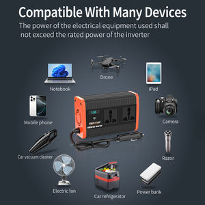 Inverter di Potenza per Auto 300W Convertitore Portatile 12V 220V Onda Sinusoidale Modificata Doppia Presa Universale per Viaggi su Strada Campeggio - Product Image 3