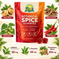 Gummies épicées saveur pêche véganes à base de piment, racine de maca et muira puama, 30 cubes, pour le bien-être - Vente directe usine