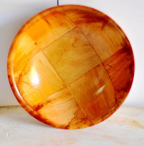 Tazón para Ensalada de Madera Natural de 35 cm (14 Pulgadas), Tejido en Cuero, Ecológico, Hecho a Mano, Pulido, Novedoso, para Hogar, Hotel, Restaurante, Bodas y Fiestas - Product Image 2