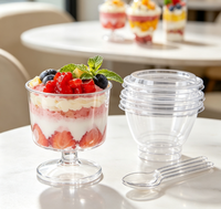 Gobelets à dessert jetables et recyclables en plastique transparent, très demandés, pour parfaits, puddings, yaourts, mousses, fruits et glaces
