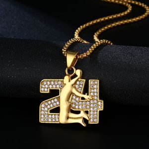 Hip Hop in acciaio inox placcato oro 18K ghiaccio fuori numero <span class=keywords><strong>23</strong></span> 24 basket maglia Mamba collana pendente per gli uomini festa regalo - Product Image 5