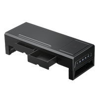1100 Zwarte Computer Monitor Standaard Met Lade, Usb 3.0, Datakabel Opladen, Desktop Schoonmaak Master