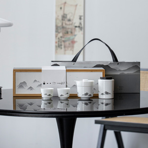 Juego de Té de Cerámica Tradicional de Grasa de Oveja, Tetera Artesanal con Tazas de Doble Pared - Product Image 4
