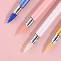 Stylo applicateur double embout pour cristaux et strass, outils de manucure pour points et décorations d'ongles, couleurs bleu, rose, blanc