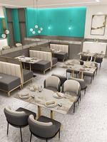 Ensemble de banquettes de restaurant modernes, banquettes de café et de restaurant, banquette en bois et cuir