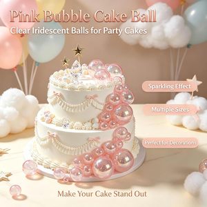 Plastic Transparent Ball Silver White Pink for Different Size Beautiful Romantic Baked Cake and Birthday Cake Decoration - Product Image 2