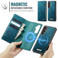 Étui portefeuille CaseMe 2 en 1 détachable avec charge sans fil et blocage RFID pour S23 avec porte-cartes et design antichoc
