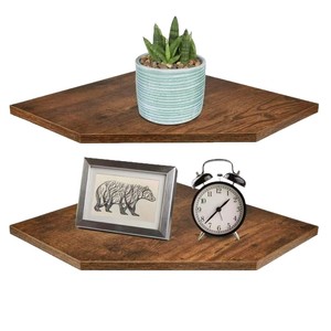 Wooden <b>Wall</b> <b>Mounted</b> <b>Shelf</b> 2 Tier Geometric Solid Wood Storage Rack For Living Room Decorative Organizer - Product Image 5