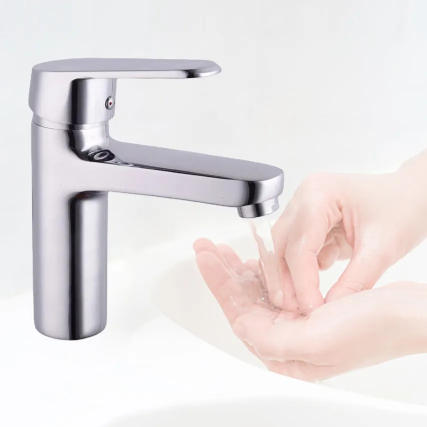 Factory direct selling and wholesale Modern single lever wash basin faucet with copper body zinc alloy handle water mixer