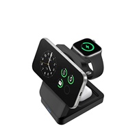 Station de charge sans fil magnétique portable 3 en 1 pour iPhone, iWatch, AirPods, 15W, support de charge sans fil pliable pour téléphone et écouteurs