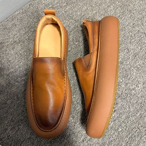 Mocasines de Cuero Genuino para Hombre, Zapatos Casuales con Suela Gruesa, Cómodos, Color Marrón y Negro, Tacón Medio de 3-5 cm, Color Sólido - Product Image 3