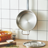 Poêle à frire en acier inoxydable 304 avec couvercle, fond triple couche, poêle à frire profonde, ustensile de cuisine polyvalent, fabricant OEM