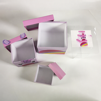 Carton rigide à base de couvercle graphique imprimé sur mesure, jolie boîte d'emballage cadeau de Noël rose pour cadeau