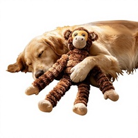 Jouet pour chien en peluche grande taille, design singe, son crépitant, interactif, anti-ennui, auto-entretenement pour chiens de taille moyenne à grande