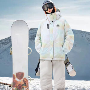 재고 여성 스키 의류 세트 방풍 재킷과 겨울 착용 스노우 스포츠 및 스노우 보드 바지 - Product Image 1