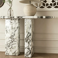 Table console en marbre Calacatta Viola d'Italie moderne, table de luxe en marbre blanc, design haut de gamme pour la décoration des salons de luxe