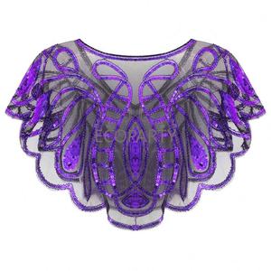 Bolero <span class=keywords><strong>de</strong></span> Lentejuelas Doradas, Negras y Moradas Inspirado en los Años 20, Capa <span class=keywords><strong>de</strong></span> Estilo Flapper para Eventos y Bodas <span class=keywords><strong>de</strong></span> Primavera - Product Image 1