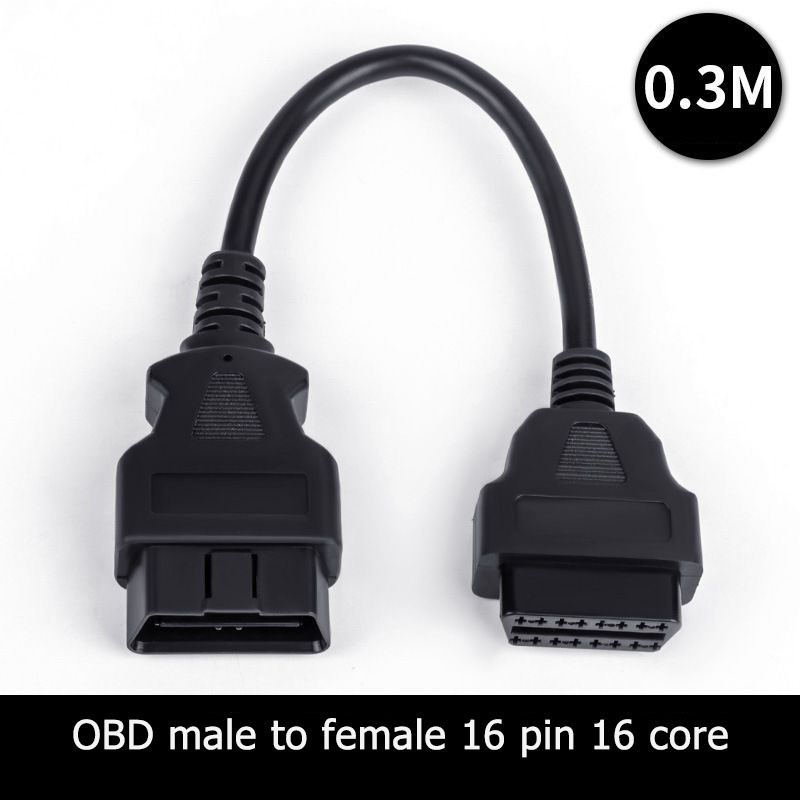 30cm OBD male to female 16pin 16 core extension cable OBD2 diagnostic tool extension cable