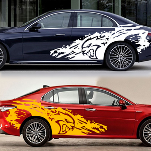 Autocollants de protection de carrosserie en vinyle imperméables personnalisés, design Hellcat, pour jupes latérales de véhicules, voitures et camionnettes - Product Image 2