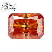 Magnifique bijou : Cabochon de moissanite orange rectangulaire chanfreiné, pierre de moissanite en vrac, pierre centrale orange