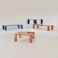 Table d'appoint en verre Adularia au design moderne, écologique, colorée, en verre trempé brun