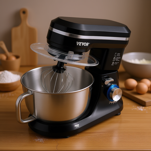 Batteur sur socle inclinable Vevor 5Qt avec bol en acier inoxydable, 10 vitesses, fouet métallique, mélangeur de cuisine domestique, batteur électrique pour aliments, noir - Product Image 2