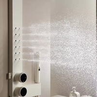 Ensemble de douche mural en laiton de luxe FEIDU à deux poignées et quatre fonctions avec panneaux de douche et pomme de douche carrée