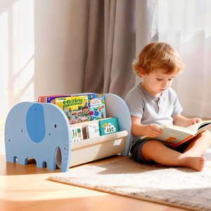 Estante de almacenamiento de madera, estantería creativa transfronteriza para el hogar, sala de estar, estantería para libros ilustrados infantiles, almacenamiento portátil de madera maciza - Product Image 1