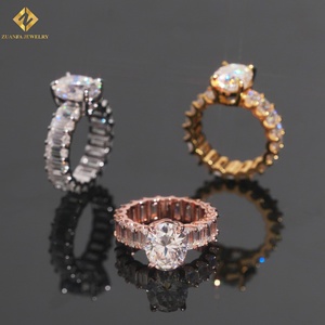 Anillos de Compromiso de Moissanita Blanca en Oferta, Chapados en Oro, Plata de Ley 925, Estilo Clásico, Anillos de Boda para Mujer y Hombre - Product Image 4