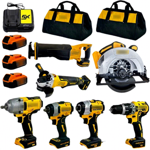 Set di Utensili Elettrici Cordless DeW 13 Pezzi, <span class=keywords><strong>Kit</strong></span> Combo Multi-Utensile 20V con Chiave, Trapano, Cacciavite, Smerigliatrice, Batteria al Litio e Borsa Porta Attrezzi - Product Image 1