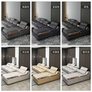 Sofá de cuero sofás de lujo sofá de 7 plazas conjunto esquina seccional Modular moderno sofá sala de estar sofá en forma de L - Product Image 2