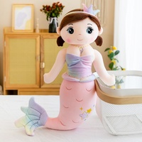 Peluche Sirène Super Douce et Longue, en Forme de Petit Poisson Mignon, avec Couronne Rose, 60cm, Unisexe, pour Enfants de 5 à 7 Ans