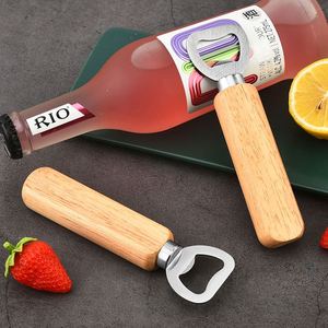 Custom High Quality Stainless Steel Soda Drinks <b>Kitchen</b> Tool Beer Home Use Wooden Handle Beer Bottle Opener - Product Image 4