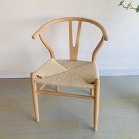 Chaise Y en bois massif de style mid-century, assise en corde de papier tressée à la main, dossier incurvé, chaises de salle à manger pour la maison, restaurant, café, meubles