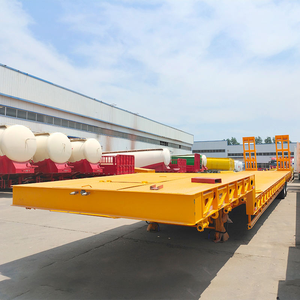 Remorque surbaissée robuste jaune Shandong Fengniao à 3 essieux, plateau plat, capacité de charge de 2000 kg, dimensions 12,5x2,5x1,5 m, pour transport commercial - Product Image 1