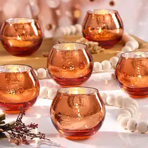 Modernes Design Gold Quecksilber Großhandel klar Teelichter Kerzenhalter Gläser für Hochzeit Dekoration