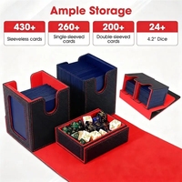 Boîte de rangement portable en cuir PU pour cartes avec poignée et séparateurs amovibles, grande capacité pour les jeux de cartes MTG Commander et les dés