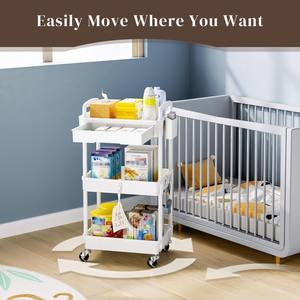 3단 롤링 유틸리티 카트 서랍형 유틸리티 수납 정리함 잠금식 바퀴 부엌용 수납 카트 - Product Image 4