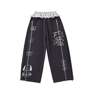 Ensemble Hip-hop 2 pièces pour adolescentes : T-shirt à manches longues imprimé lettres et pantalon de sport à volants (Collection 2026) - Product Image 5