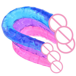 <span class=keywords><strong>Dildo</strong></span> a Doppia Estremità Trasparente a Forma di <span class=keywords><strong>U</strong></span> per Masturbazione Femminile, Giocattolo Sessuale in Gelatina per Donne e Lesbiche - Product Image 2