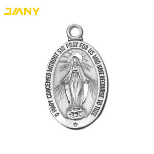 Miraculous Medal 3D 1cm Gouden Metalen Katholieke Vintage Medailles Religieuze Halskettingen Blauw van Maria Onze Lieve Vrouw de Hanger Sieraden - Product Image 3